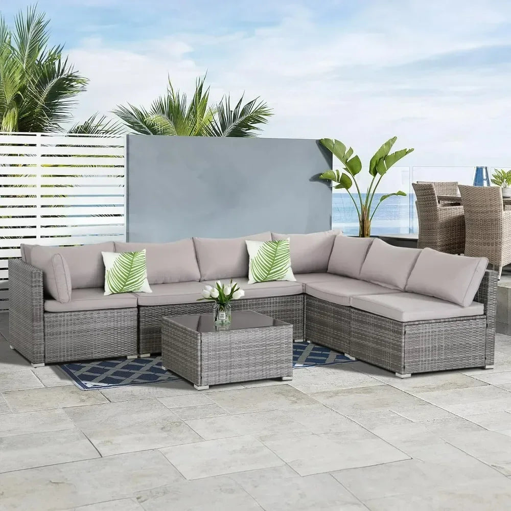 7/8 Pieces Patio Furniture Set, Modular Patio Set