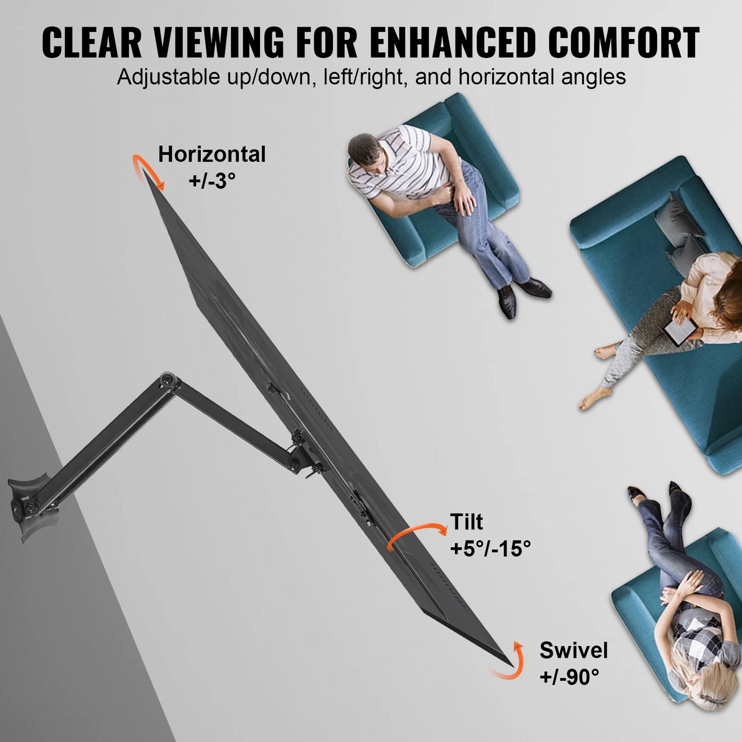 VEVOR Full Motion TV Mount Fit for Most 26-55 inch TVs Swivel