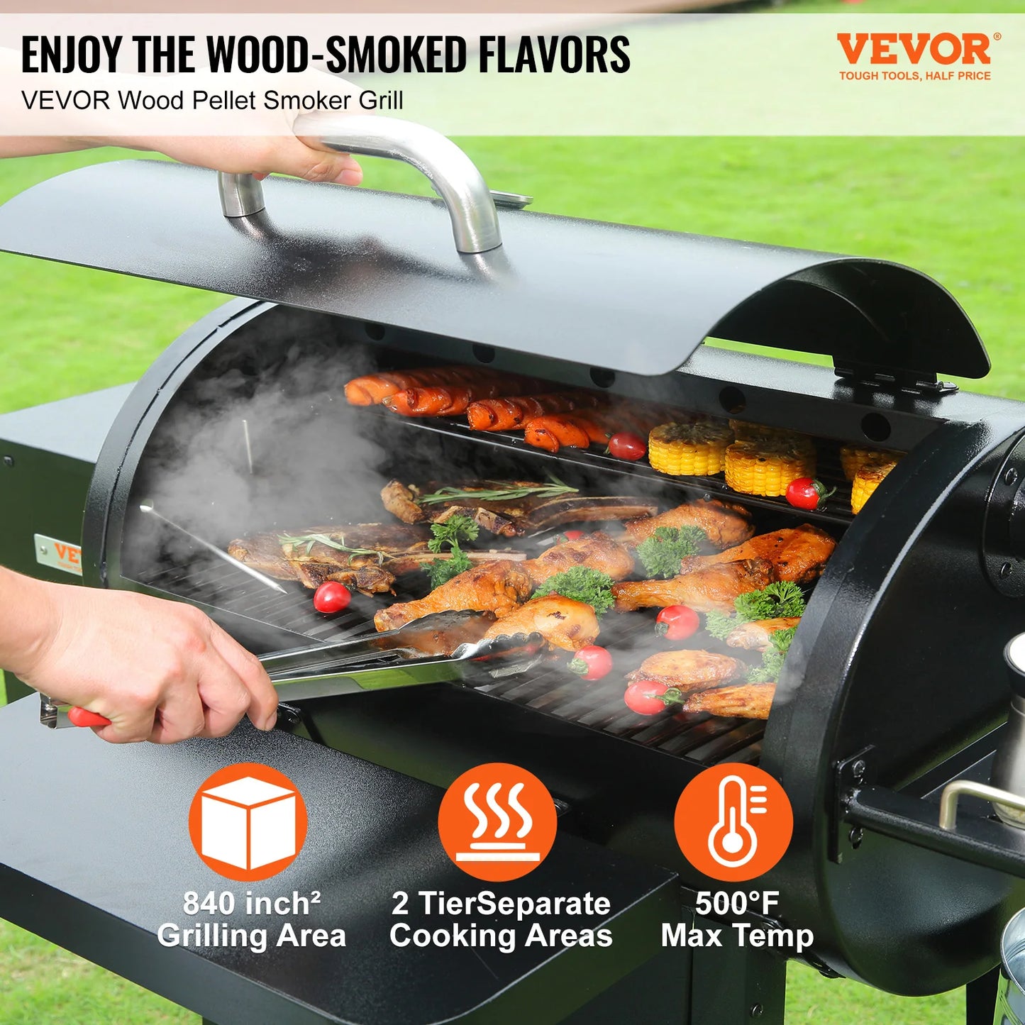 VEVOR Portable Charcoal Grill Propane Gas Grills with Cover and Cart Heavy Duty Iron BBQ Grill for Outdoor Cooking Barbecue