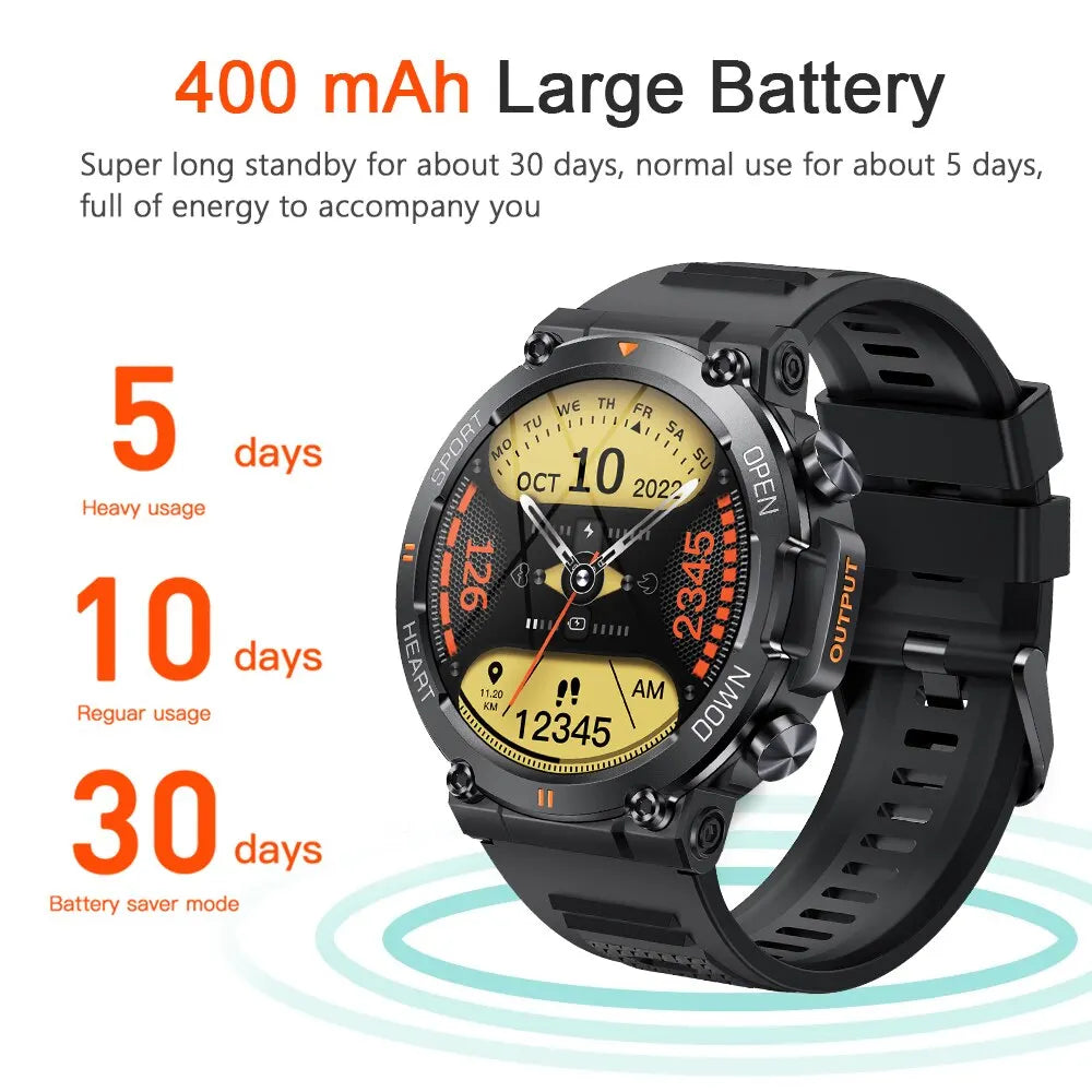 Bluetooth Call Smart Watch Men Sports Fitness Tracker Heart Monitor 400mAh