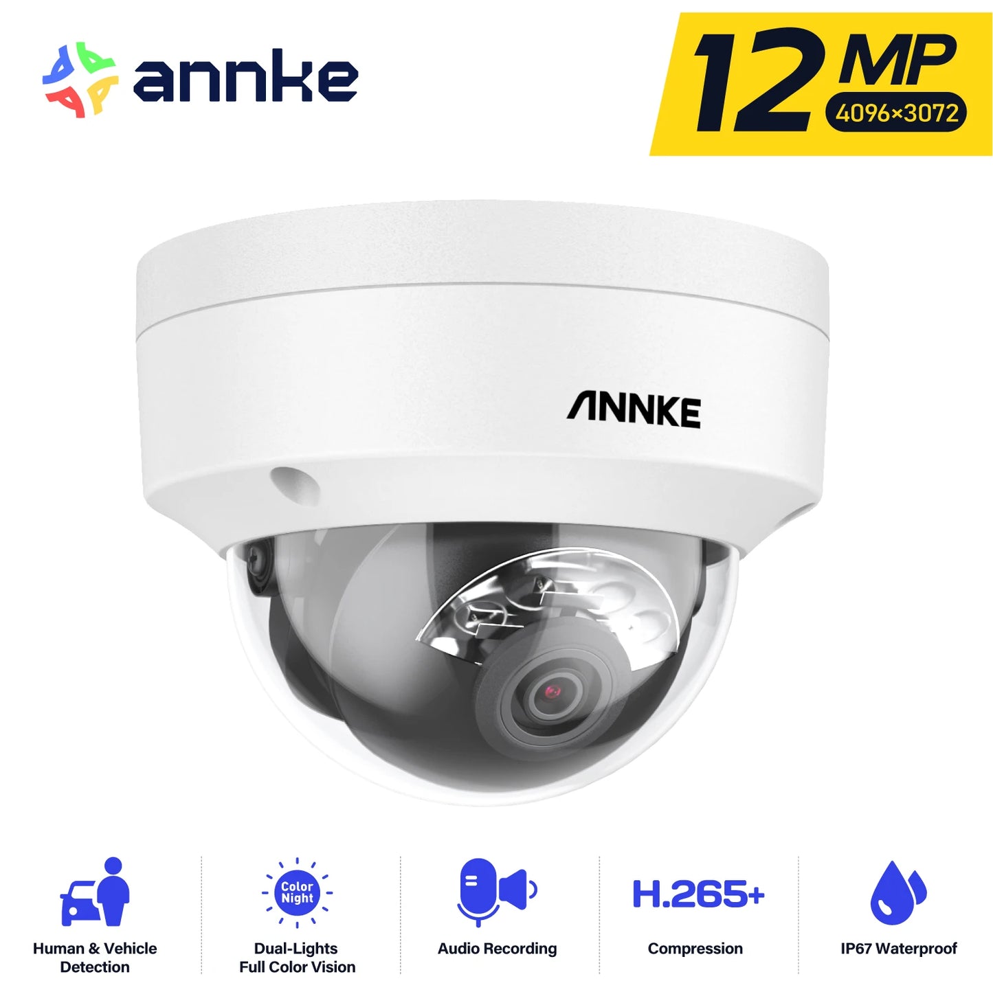 12MP 3K Outdoor Smart Dual Light PoE Security Camera