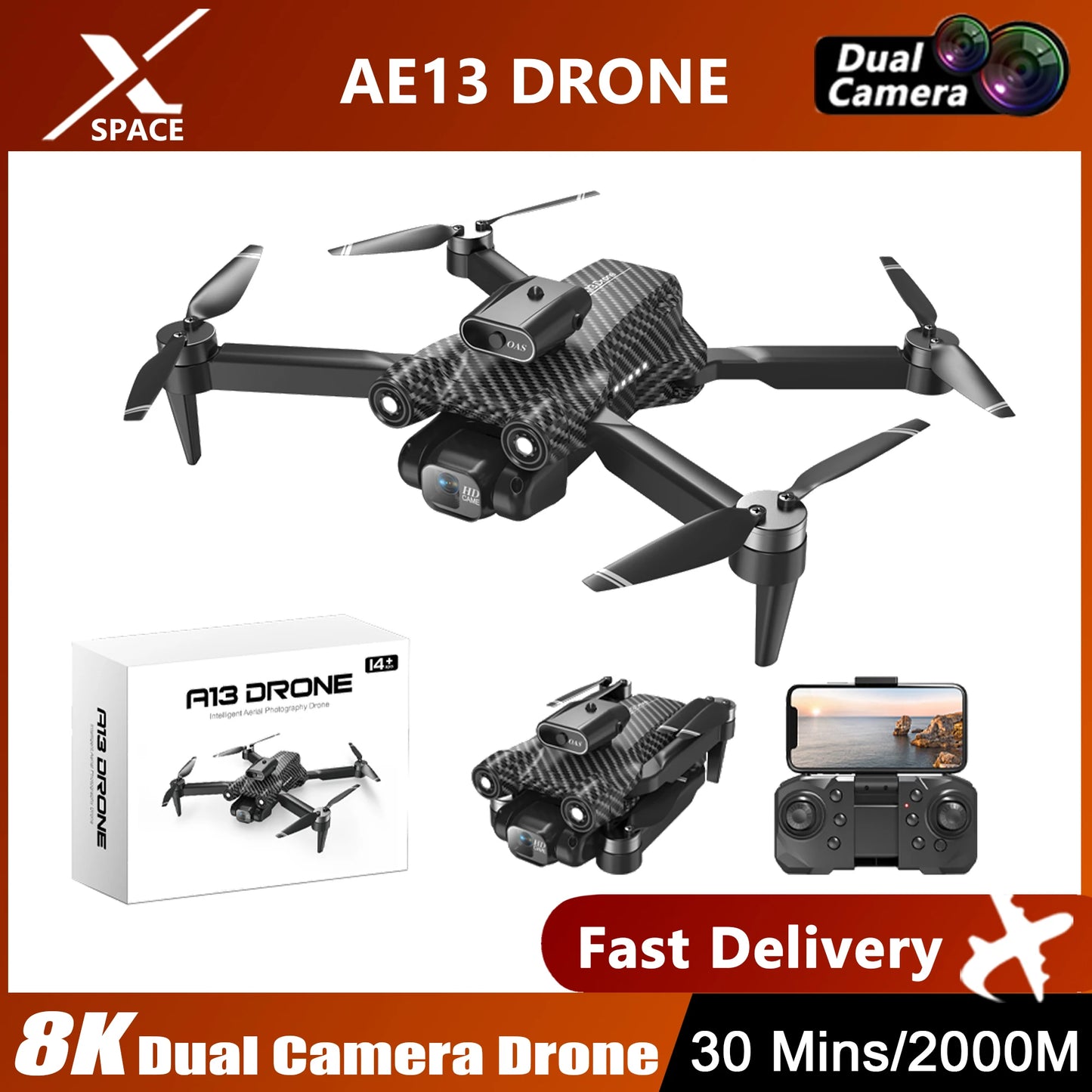 NEW AE13 8K Professional High-Definition Aerial Photography Dual-Camera