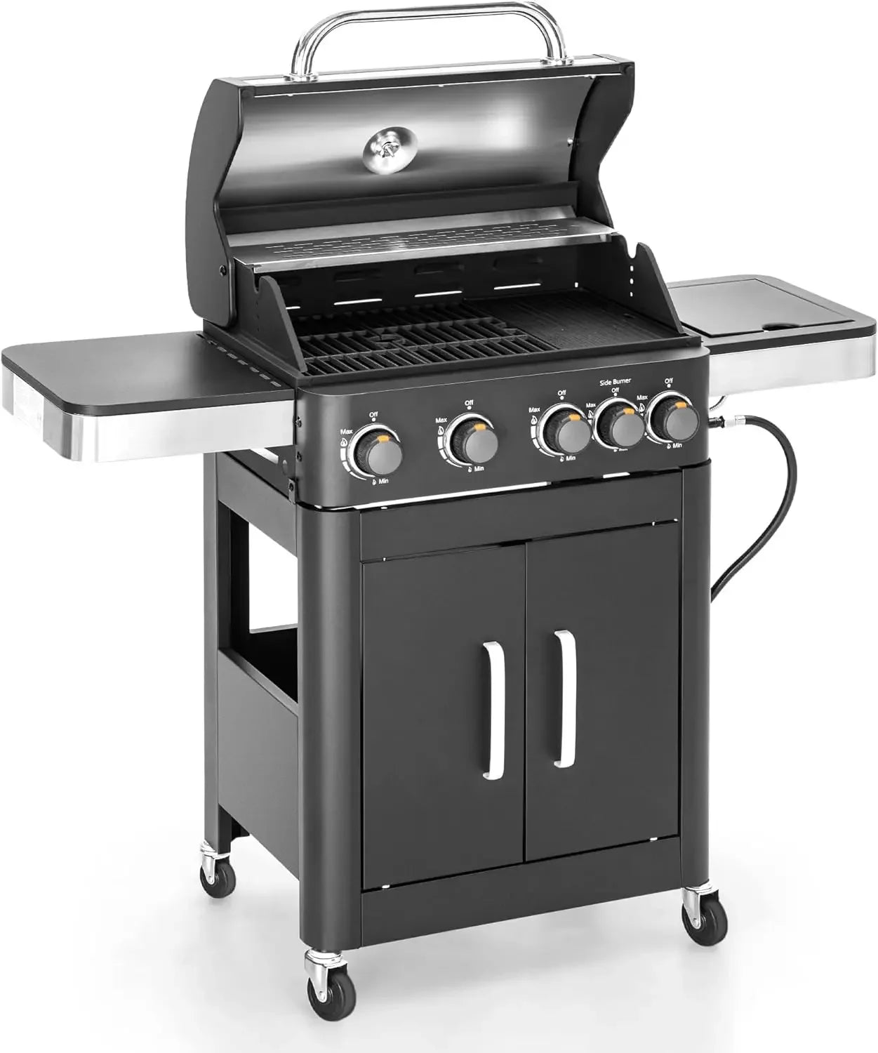 Propane Gas BBQ Grill with Side Burner and Porcelain-Enameled Cast Iron Grates  BTU Outdoor Cooking Kitchen and Patio Backyard