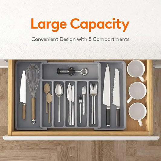 1pc Silverware Drawer Organizer Adjustable Flatware And Cutlery Holder