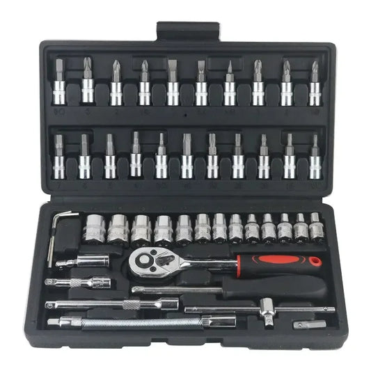 46pcs Car Repair Tool Kit 1/4-Inch Socket Set