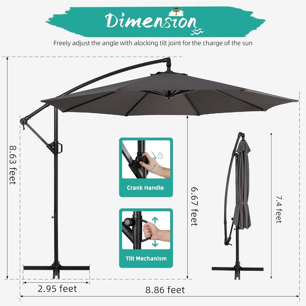 Patio Offset Umbrella w/Easy Tilt Adjustment