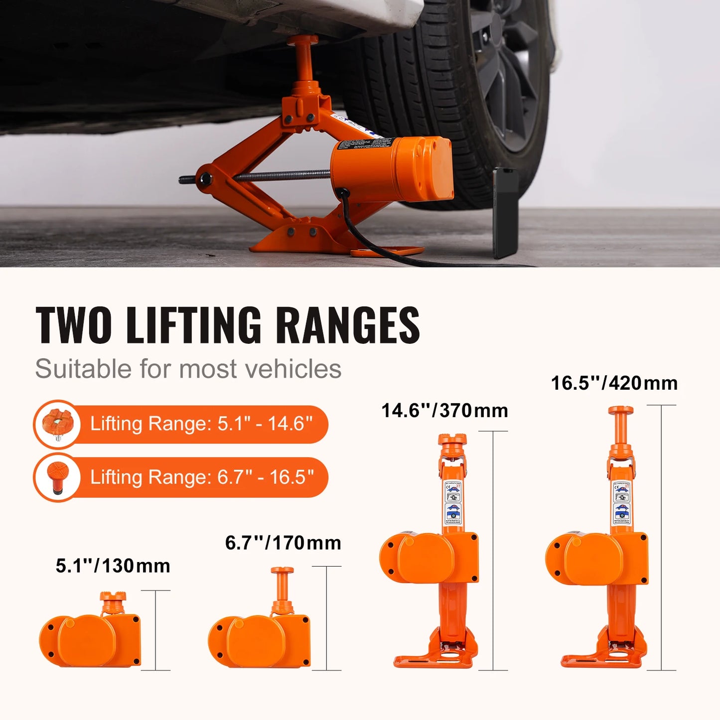 Electric Car Jack 3 Tons/6600 lbs 12V Electric Scissor Jack