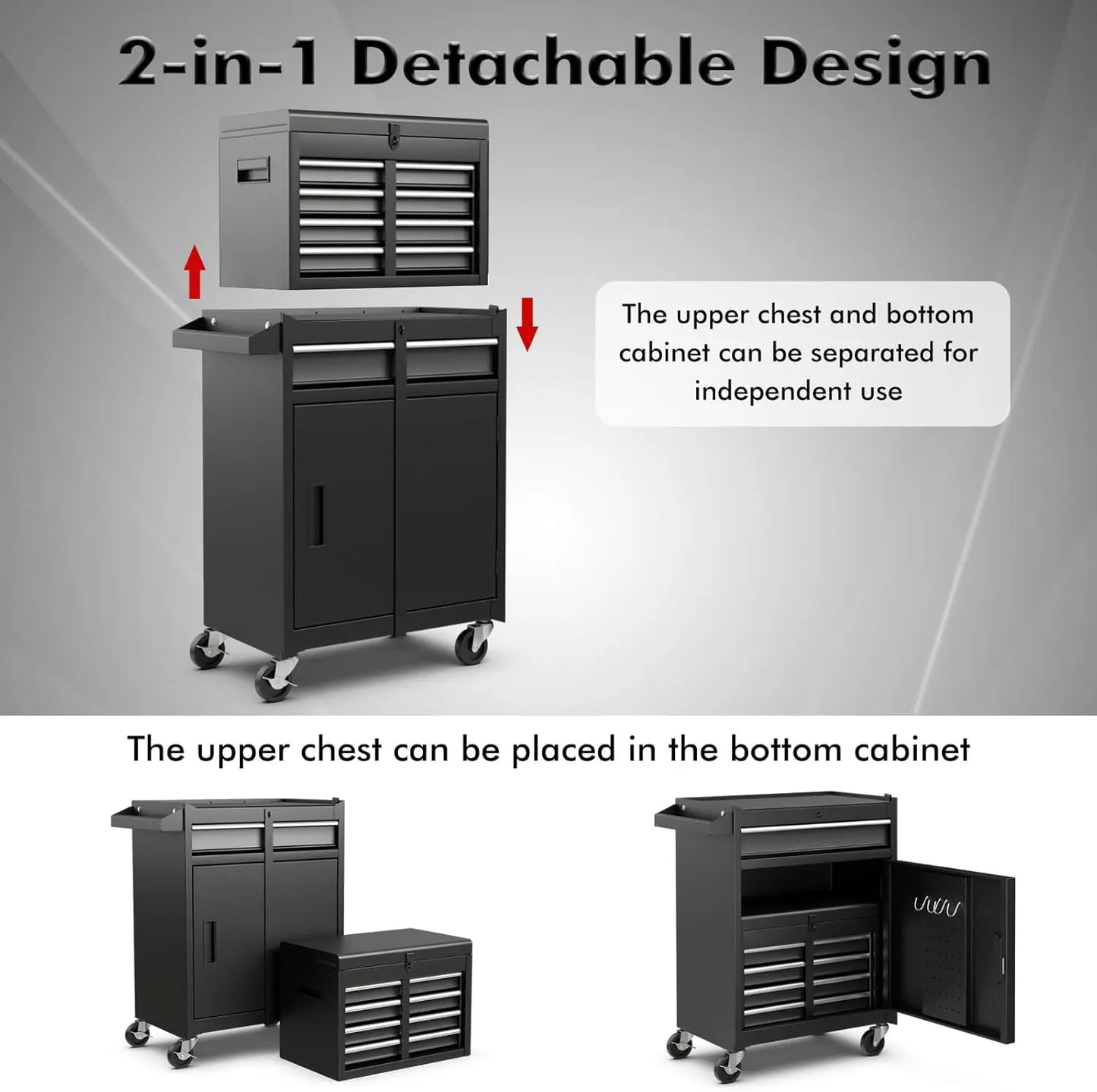 5-Drawer Rolling Tool Chest w/Removable Tool Cabinet