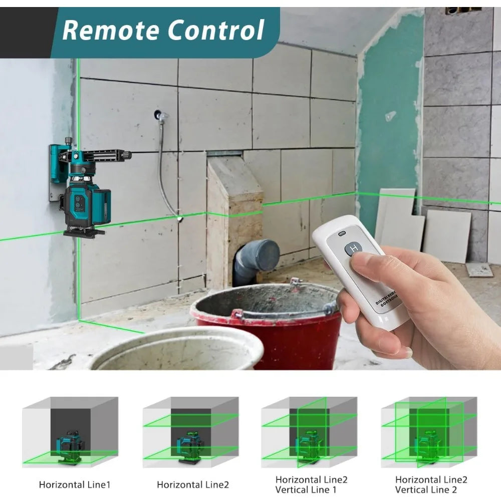 16 Lines Green Laser Level Pro, 4x360° 4D Green Cross Line