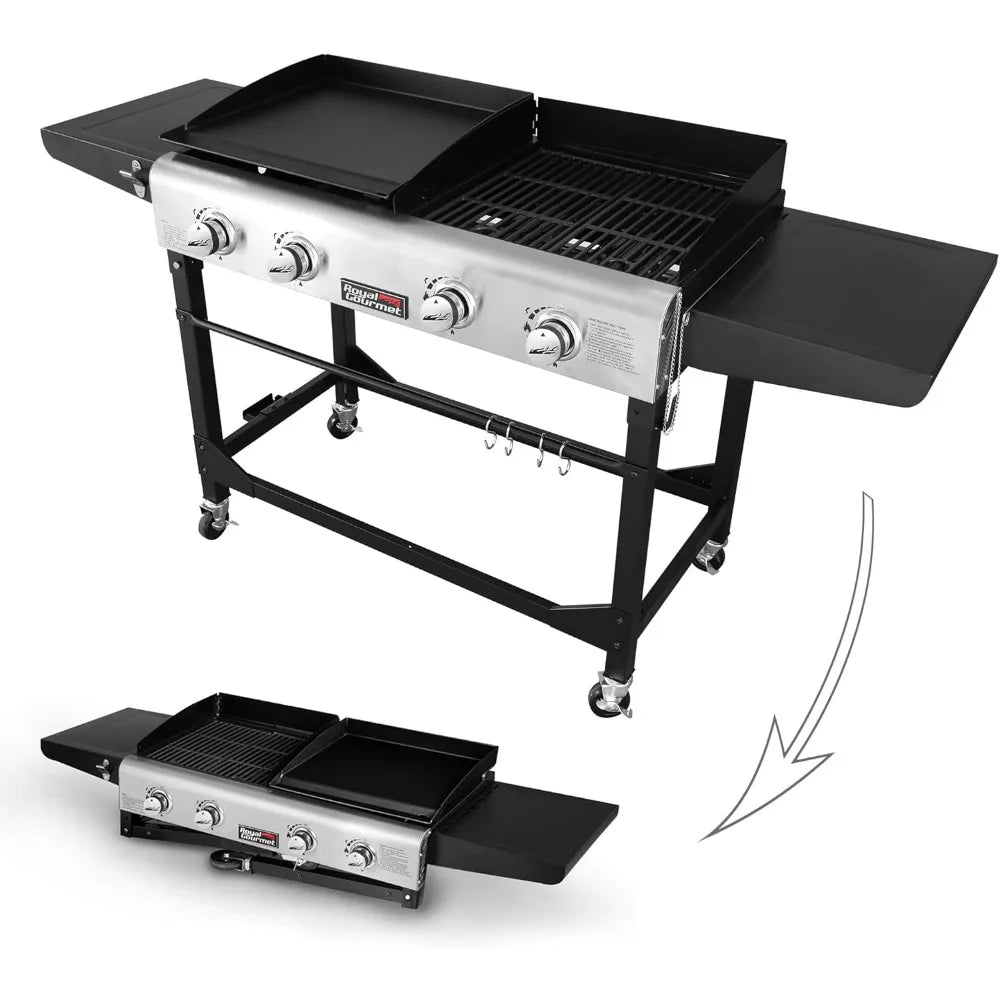 4-Burner Portable Gas Grill and Griddle Combo with Cover