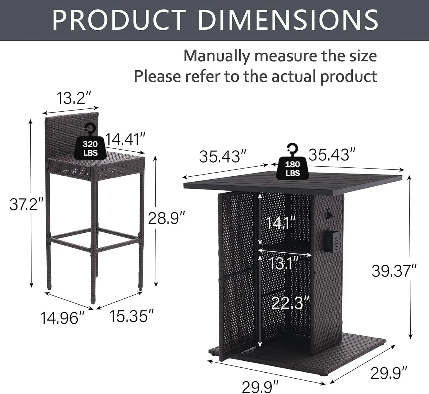 5-Piece Outdoor Wicker Bar Set with Built-in Bottle Opener