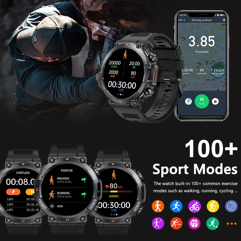 Bluetooth Call Smart Watch Men Sports Fitness Tracker Heart Monitor 400mAh