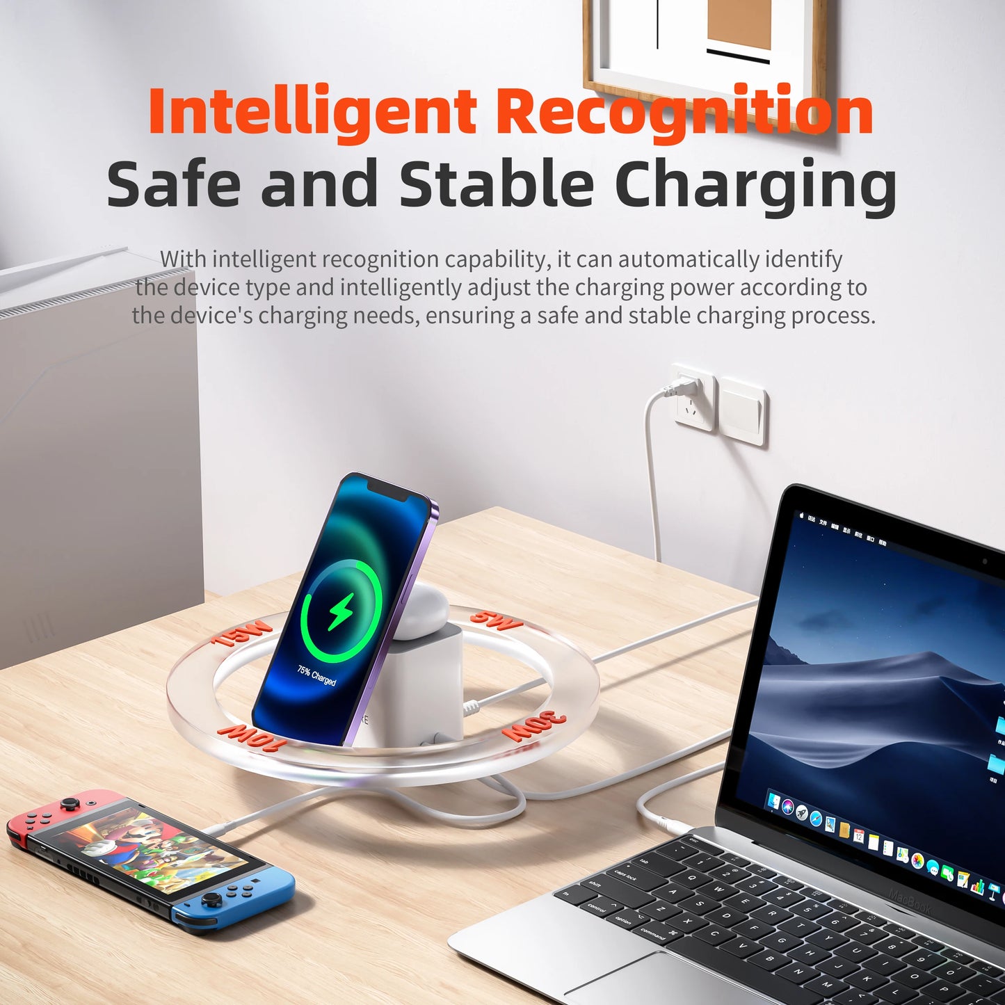 QERE Mobile Phone Magnetic Wireless Charger Station Fast Charging