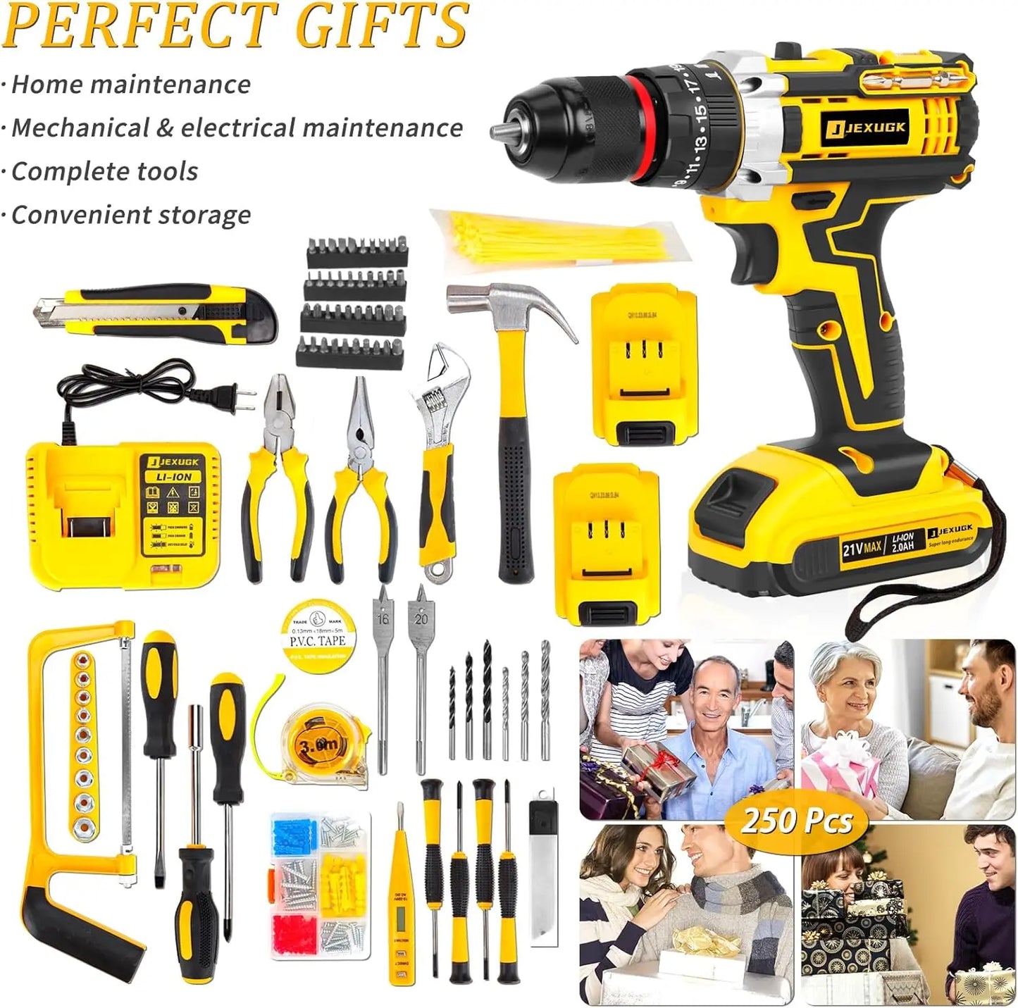 Power Drill 245PCS Cordless Drill Set