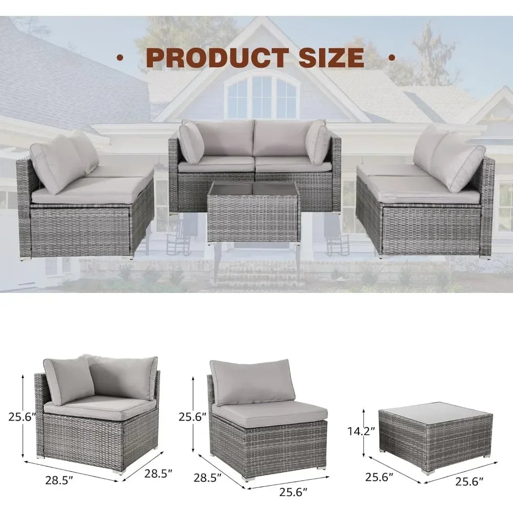 7/8 Pieces Patio Furniture Set, Modular Patio Set