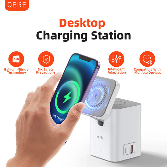 QERE Mobile Phone Magnetic Wireless Charger Station Fast Charging