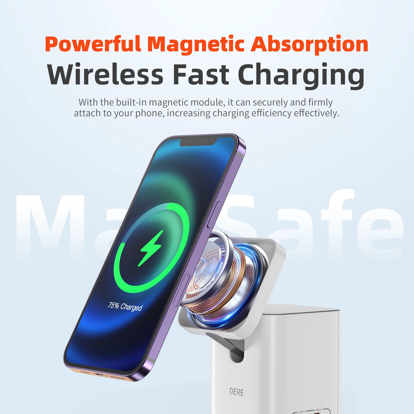 QERE Mobile Phone Magnetic Wireless Charger Station Fast Charging