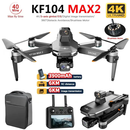 KF104 MAX2 GPS Drone 4K Prof. Obstacle Avoidance Touch Screen FPV Brushless Drone