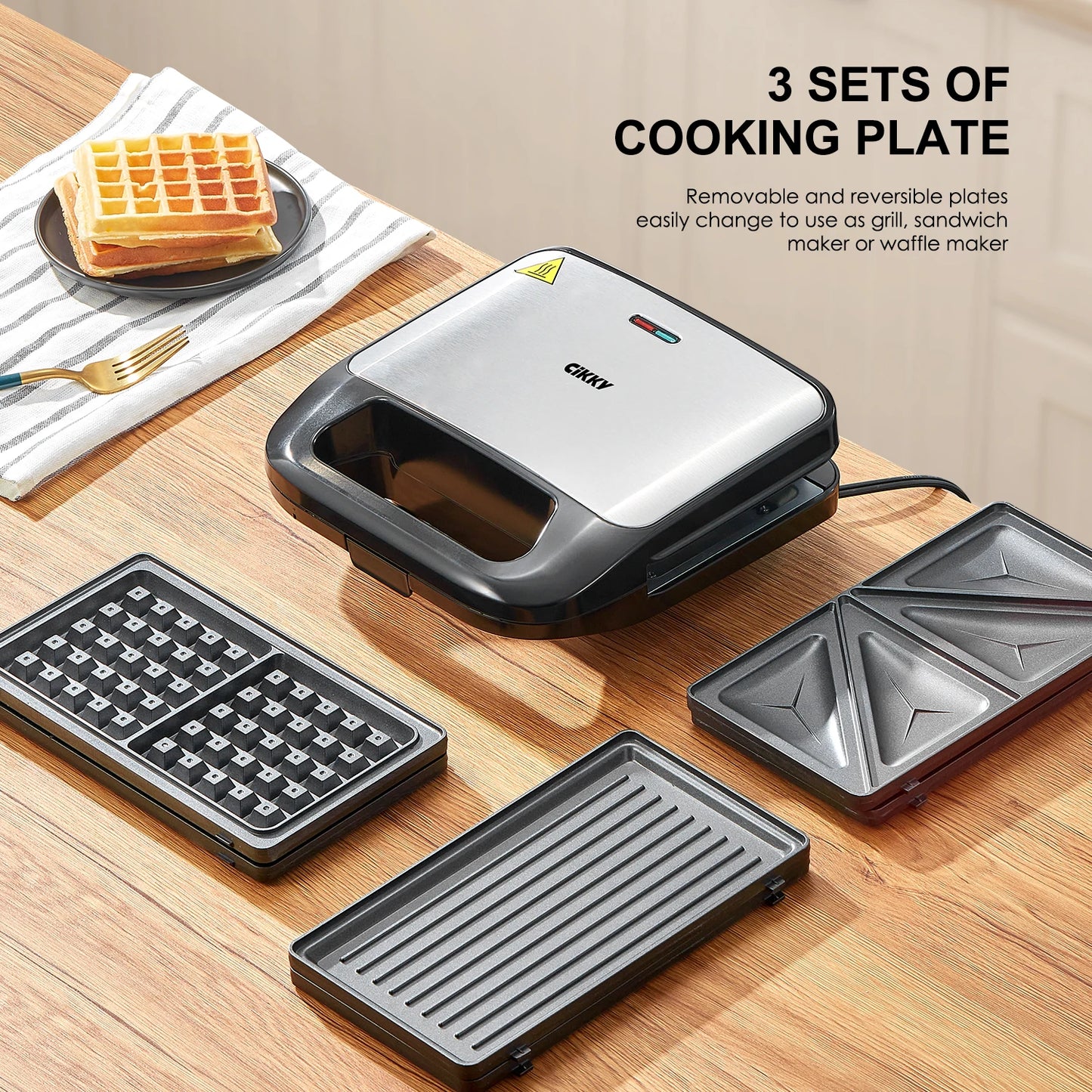 3-in-1 Waffle, Grill & Sandwich Maker